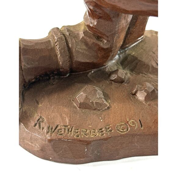 Red Mill Mfg. Hunter with Rifle Sculpture Signed R. Wetherbee (1991) Made In USA - Picture 6 of 7